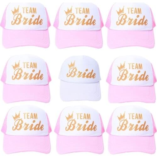 BRIDE TEAM Letter Cap Baseball Cap Unisex Adjustable Hip Hop Outdoor Snapback Men Women Sunscreen Summer Autumn Casual Pink
