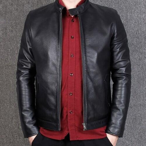 Mens Cow Leather Sheepskin Leather Jacket Coat Black Name Brand North Wind Male Genuine Leather Coat Oversized 5XL Overcoat A925