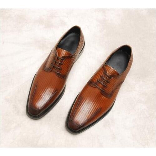 New 2018 Men Shoes Genuine Leather Flat heel Fashion Hot Mans Formal Business Shoes Handmade Oxfords