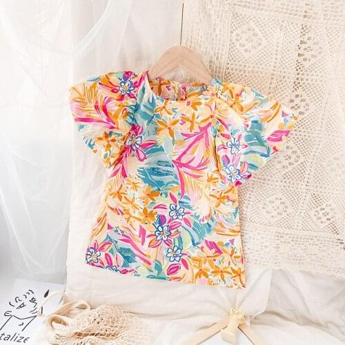 2021 summer new girls casual dress Korean style bubble sleeve fashion camouflage childrens clothing cute princess dresses