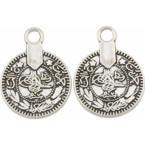 Zinc Alloy Boho Coin charm Pendants 100Pcs/lot Fashion Jewelry DIY Fit Bracelets Necklace 17.5x 23mm A-520