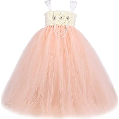 Flower Girl Dresses for Wedding Long Princess Tutu Dress for Kids Birthday Halloween Costumes Girl Dancing Party Floor Ball Gown