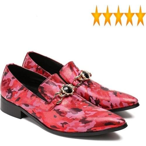 Dress Camo Printed 2021 Crystal Shoes Men Slip On Moccasin Spring Loafers Wedding Office Party Genuine Leather Zapatos Plus Size