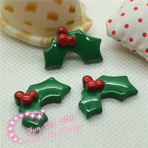 Flat back Christmas holly leaf for decoration 14*20mm 50pcs/lot