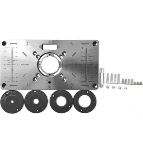 Work Benches Router Trimmer Table Insert Plate Aluminum Alloy Woodworking Engraving Trimming Machine Flip Board Set with Rings