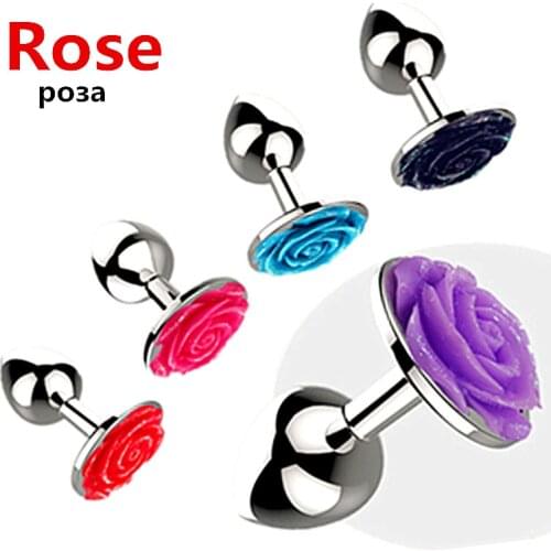 Rose Anal Plug Stainless Steel Butt Plugs Stimulator Metal Buttplug Dilator Anal Sex Toys For Men Gay Prostate Massager Dildo