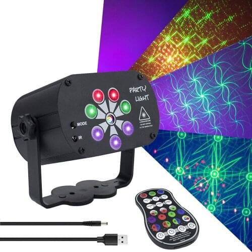 RGB UV Stage Light USB/Battery Powered Disco Effect Lighting Show Laser Projector for Wedding Christmas Bar KTV Prom Party Lamp