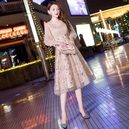 Exquisite Sequins Bling Evening Party Ball Gown Dress Sexy Mesh Cheongsam Plus Size 3XL Abito Da Sera