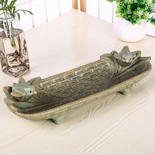 Vintage Ceramic Bird Couple Storage Tray Decorative Pottery Household Organizer Homeware Adornment Gift and Craft Furnishing