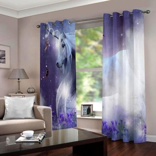 3D Curtain Blackout Window Blinds For Living Room Bedroom dream horse Printing Kitchen Door Curtains Drapes