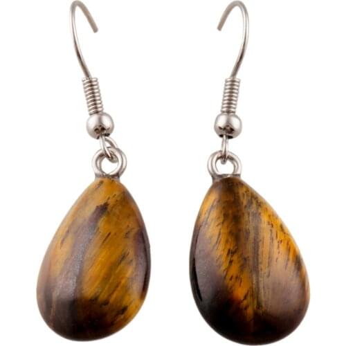 TUMBEELLUWA Tigers Eye Stone Water Drop Teardrop Bead Dangle Earrings Womens Jewelry