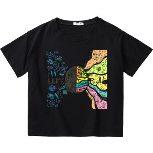 Funny Pattern Printing Women Summer Crop Tees Breathable Cotton Top Girl O-Neck T-Shirt Kids Short Sleeve Casual Short Tops