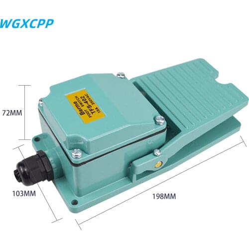 1 PCS Momentary Pedal Foot Switch AC 250V 15A 1NO 1NC With Waterproof Cable Gland TFS-402 Green