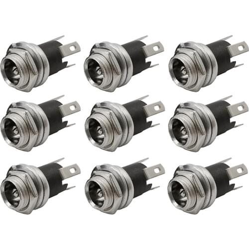 10/20Pcs 5.5mmx2.1mm DC Power Socket Plug Connector With Nut 5.5*2.1mm 3 Pin Panel Mount DC Adapter DC025M