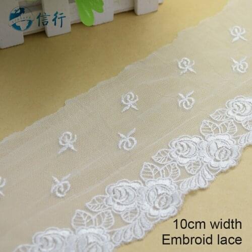 10yards white lace 10cm width embroid lace sewing ribbon guipure trims or fabric warp knitting DIY Garment Accessories#3622