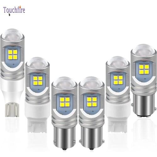 100Pcs/Lot T20 7440 7443 1156 P21W Led Car Bulb 3030 12smd Canbus 6000K White Amber 10-30V 2400LM Auto Lamp Reverse Brake Light