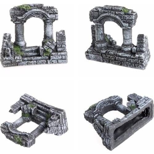 2 Style Artificial Rome Column Aquarium Decoration Ancient Rome Building Ornament Fish Tank Lanscape Stone Decor Rock Cave