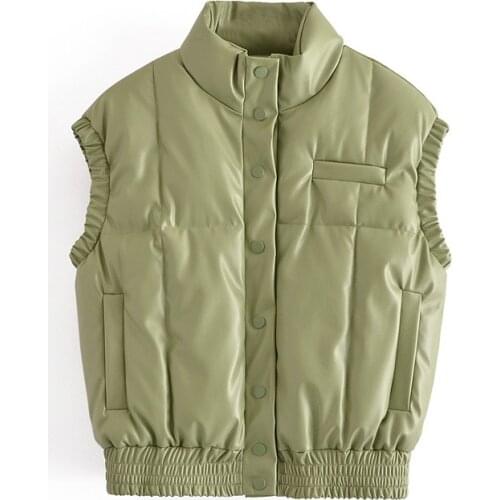2021 Women Sleeveless Vest Winter Warm Sleeveless Down Cotton Padded Jacket Female Vests Mandarin Collar Sleeveless Waistcoat