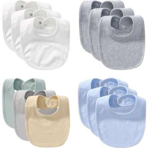 3Pcs Newborn Baby Toddler Bibs Solid Color Saliva Towel Feeding Burp Cloth Scarf M76C