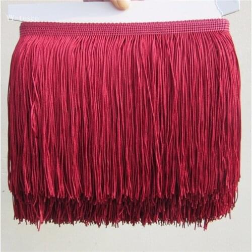 5 Yard 15CM Wide Red wine Lace Fringe Trim Tassel Fringe Trimming For Diy Latin Dress Stage Clothes Accessories Lace Ribbon