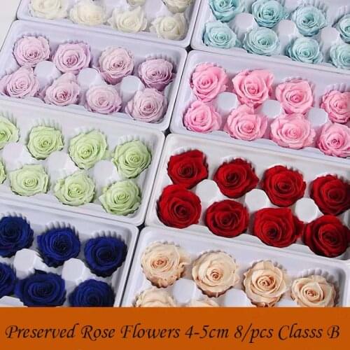 8PCs/Box Preserved Rose in Box Immortal flower Eternal Life Flower Gift Wholesale Wedding Christams DIY Material Gift Level B