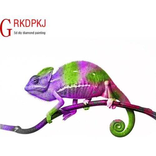 GRKDPKJ 5d diamond painting full diamond square diamond embroidery mosaic cross stitch picture home decoration Animal chameleon