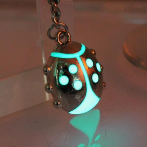 Glowing Ladybug keychain ladybird key chain Coccinellidae key ring GLOW in the DARK Luminous keychain Car bag key Pendant
