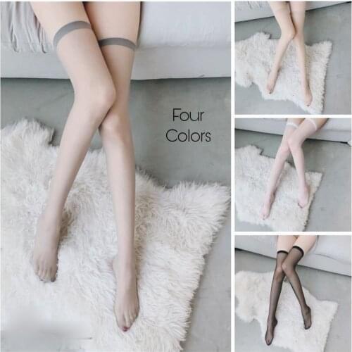 Cute Transparent Black and White Stockings Pure Lovely Over Knee Sexy See-through Suspender Thigh High Tube Silk Stocks