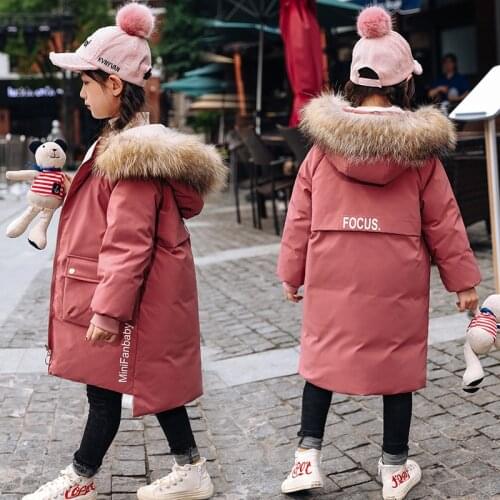 2020 Russian Winter Down Jacket for Girls Clothes Parka Real Fur Hooded Waterproof Girls snowsuit -30 degrees Coats For Kids