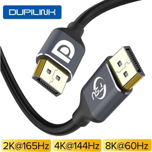 DUPILINK DP Cable 8K 4K 144Hz 165Hz DP Cable Display Port Adapter For Video PC Laptop TV DP 1.4 1.2 Display Port 1.2 Cable
