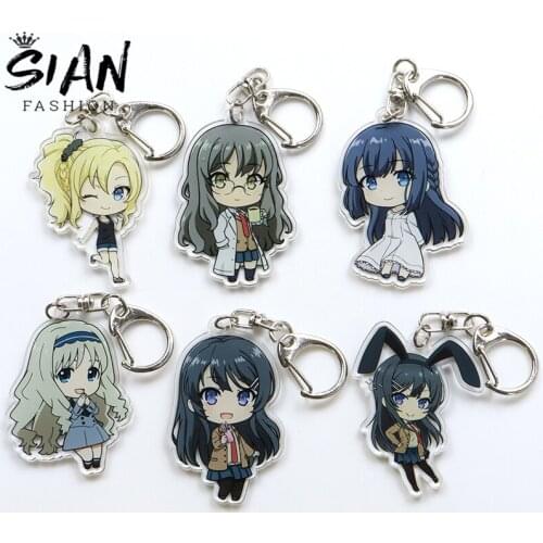 SIAN Anime Rascal Does Not Dream of Bunny Girl Double Sided Acrylic Key Chain School Bag Pendant for Otaku Collection Trinkets