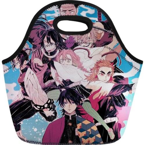 HALYUNASC Kids Insulated Lunch Bag Demon-Slayer-Kimetsu-no-Yaiba-Pattern Water-proof Lunch Box Cartoon Picnic Snacks Container