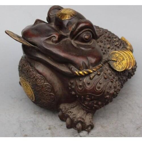 Chinese Copper Gilt Wealth Money Gold Toad Statue