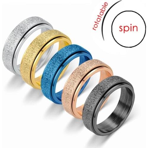 Anxiety Ring Fidget Spinner Rings For Women Punk Rotating Freely Stainless Steel Anti Stress Accessories Mens Jewelry