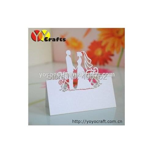Lovely bride groom shaped white table seat guests place cards wedding engagement party laser cut table card