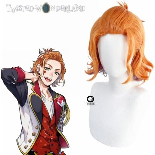 Twisted Wonderland Cater Diamond Orange Short Cosplay Heat Resistant Synthetic Hair Carnival Halloween Party + Free Wig Cap