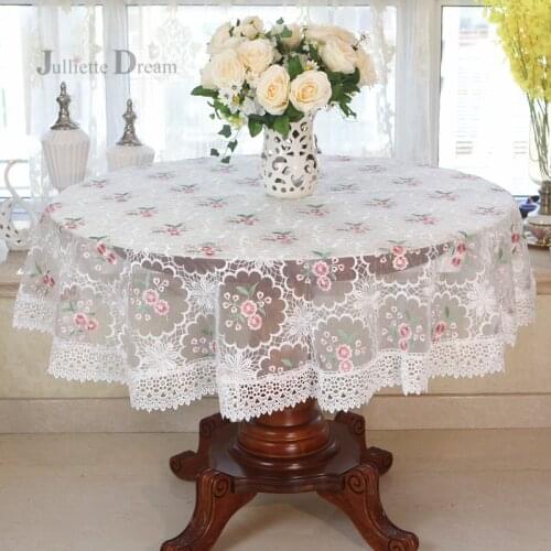 Top elegant European Round table cloth yarn fabric table cloth dining tablecloth table mats tablecloth table mat lace tablecloth