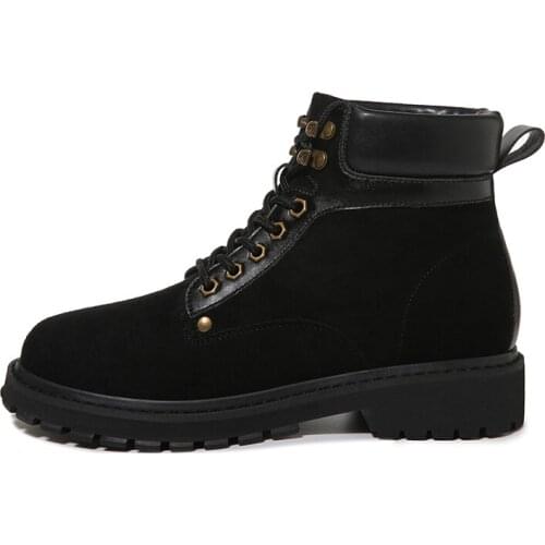 Round Toe Square Heel Martin Boots Lace-Up Solid Color Boots ChildrenS Platform WomenS Shoes