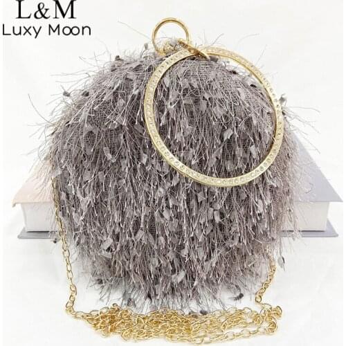Round Evening Clutch Bag For Women Tassel Designer Bag Mini Diamond Wedding Party Purses And Handbag Chain Shoulder Bag X570H
