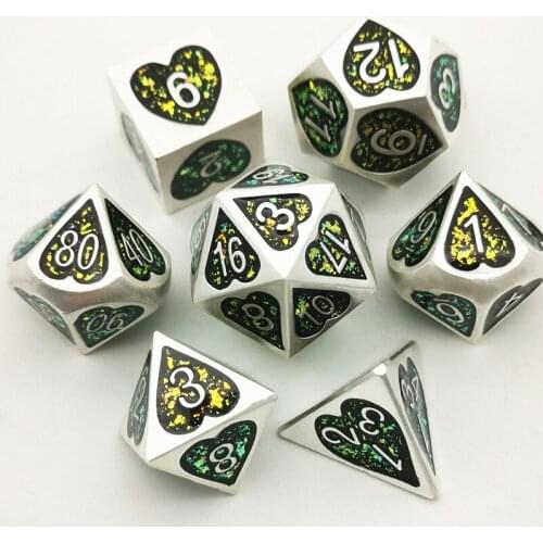 Metal dice set dnd dice set dados rol dobbelstenen glitter symphony powder polyhedral dice d 20 d10 d8