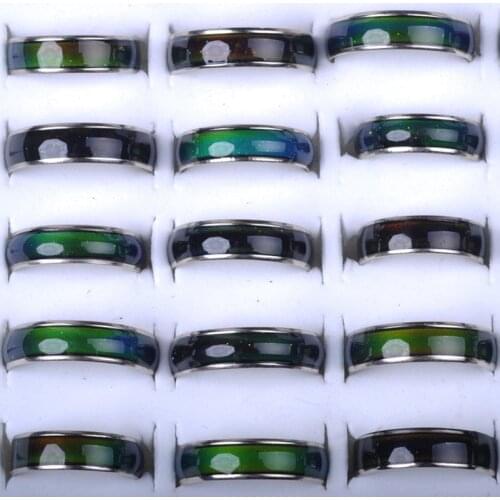 10PCS Fashion Changing Color Rings Round Mood Emotion Feeling Temperature Rings For Women Men Couples Rings Jewelry