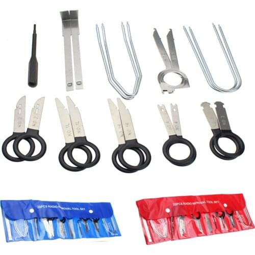 Auto Radio Removal Tool Set Bule/Red Bag Hot Sell 20pc Car Sound Dismantling Device Set Auto Repair Tools Key Kit Set