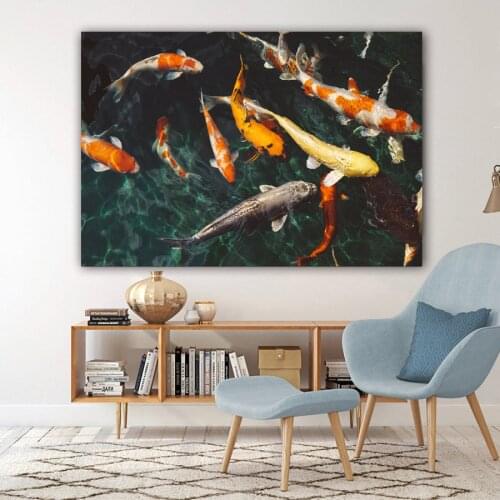 Chinese Good Luck Fish Picture Wall Art Canvas Painting Animal Poster HD Print For Living Room Bedroom Decoration No Frame