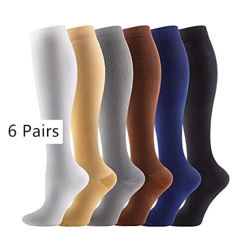7 Pair Men Women Compression Socks Knee High Fit for Sports Black Compression Socks Anti Fatigue Pain Relief Knee High Stockings