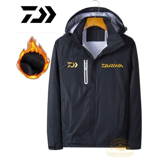 Daiwa New Winter Outdoor Men Hiking Fishing Clothing Windbreaker Cashmere Jacket Sunscreen Keep Warm Cycling Fishing Jacket
