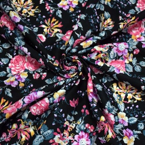 New arrive black Flowers Printed Cotton Poplin Fabric Floral Fabric for Quilting Bedding