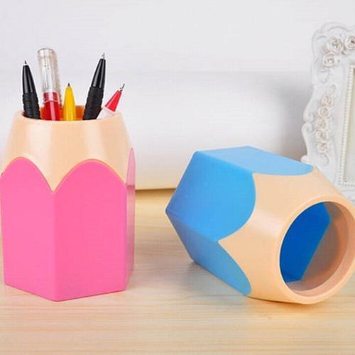 Pen Holders New Creative Pen Pencil Pot Makeup Brush Holder Stationery Desk Tidy Container Home Storage Organizer