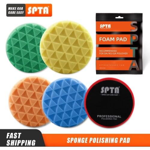 Single Sale) SPTA 3"(80mm)/5"(125mm)/6"(150mm) Car Spong Buffing Polishing Pads & Buffing Pads For DA/RO/GA Car Buffer Polisher