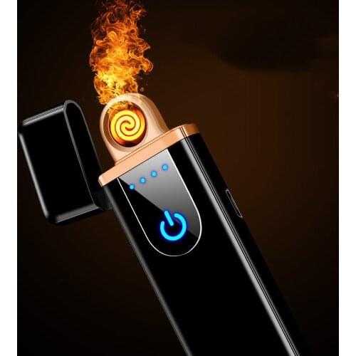 Fingerprint Touch Induction Charging Electric Heating Wire Lighter Windproof Electric Lighter Lighters Smoking USB Encendedor