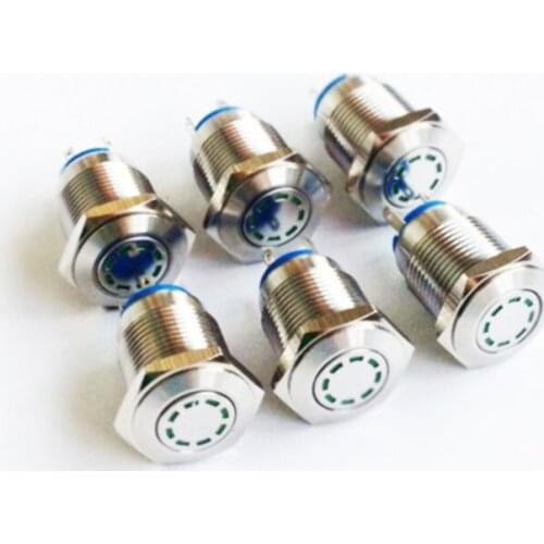 TY 1621 16mm Flat round momentary pin terminal multipoint lamp illminated metal switch